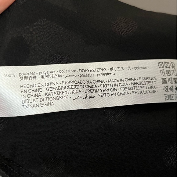 ZARA Semi Sheer Pompom Polka Dot Long Sleeve Puff Shoulder Blouse Black Size XS - Picture 7 of 8